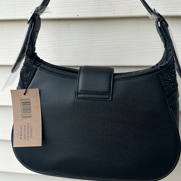 STEVE MADDEN BLACK Rhinestone Embellished Shoulder Bag - Picture 2 of 8